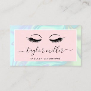 Moderne elegante holografische eyelash-extensies visitekaartje