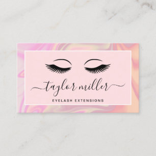 Moderne elegante holografische eyelash-extensies visitekaartje