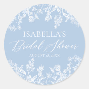Moderne Elegante Iets Blauws Bruidsdouche  Ronde Sticker