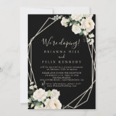 Moderne Elegante Ivoor Bloemen Elopement Receptie Kaart (Voorkant)