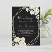 Moderne Elegante Ivoor Bloemen Elopement Receptie Kaart (Staand voorkant)
