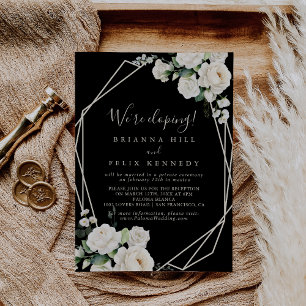 Moderne Elegante Ivoor Bloemen Elopement Receptie Kaart