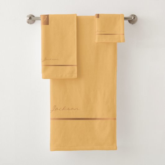Moderne élégante jaune chic rayures monogrammées (En situation)