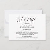 Moderne elegante kalligrafie bruiloft details RSVP kaartje (Voorkant)