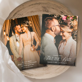 Moderne Elegante Kalligrafie Foto Huwelijksportret Save The Date