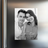 Moderne Elegante Kalligrafie Foto Save the Date Magnetische Uitnodiging