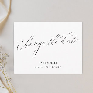 Moderne Elegante Kalligrafie Huwelijk Datum Wijzig Briefkaart
