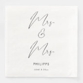 Moderne Elegante Kalligrafie Mrs. en Mrs. Two Brid Servet (Voorkant)
