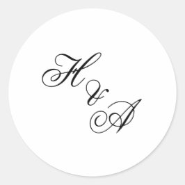 Moderne Elegante Kalligrafie Script Monogram Huwel Ronde Sticker