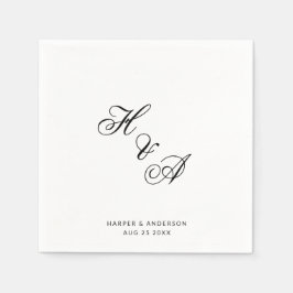 Moderne Elegante Kalligrafie Script Monogram Huwel Servet