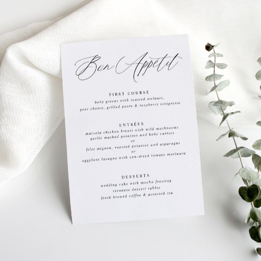 Moderne Elegante Kalligrafie Trouwmenu Menu