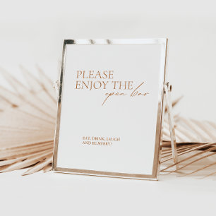 Moderne elegante kalligrafie White Open Bar Sign