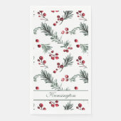 Moderne Elegante Kerst Botanische Gepersonaliseerd Servet (Voorkant)