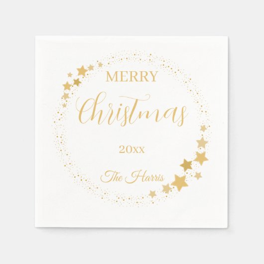 Moderne elegante kerstgouden sterren servet (Voorkant)