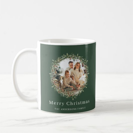 Moderne elegante kerstkrans koffiemok (Links)