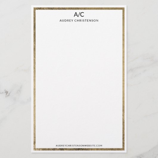 Moderne elegante klassieke monogram chic gouden li briefpapier (Voorkant)
