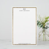 Moderne elegante klassieke monogram chic gouden li briefpapier (Staand voorkant)