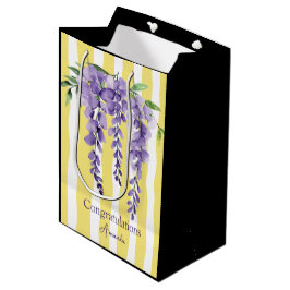 Moderne elegante kleurrijke contraststrepen bloemi medium cadeauzakje