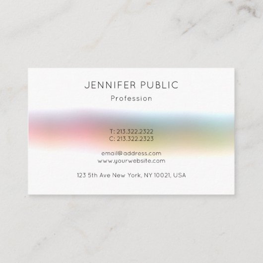 Moderne, elegante, kleurrijke minimalistische Sjab Visitekaartje (Achterkant)