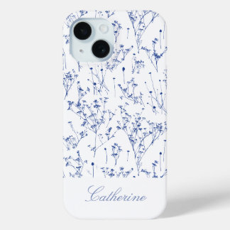 Moderne Elegante Koninklijk Blauwe Wilde Bloemen T