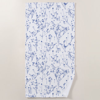 Moderne Elegante Koninklijk Blauwe Wilde Bloemen T Strandlaken