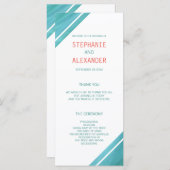 Moderne Elegante Koraal Blauwgroen bruiloft Programma (Voorkant / Achterkant)