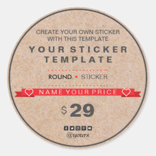 Moderne Elegante Kraft Promotionele Marketingprijs Ronde Sticker
