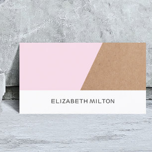 Moderne Elegante Kraftpapier Roze Witte Geometrisc Visitekaartje