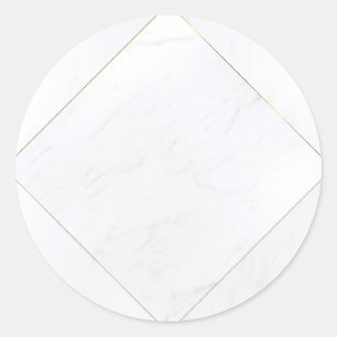 Moderne Elegante Lege Sjabloon Marmer Gouden Frame Ronde Sticker