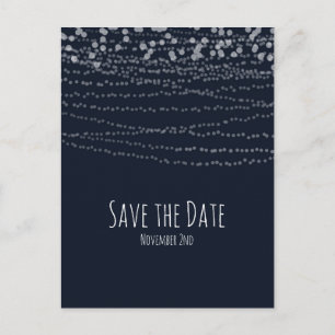 Moderne Elegante Lichtslinger Blauw Save The Date Aankondigingskaart