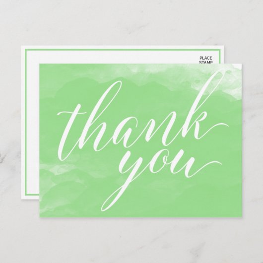 Moderne elegante limoengroene Waterverf Dank u Briefkaart (Voorkant / Achterkant)