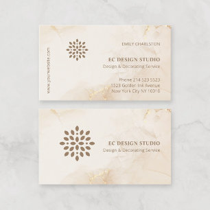 Moderne Elegante Logo op Gouden Beige Inkt Waterve Visitekaartje