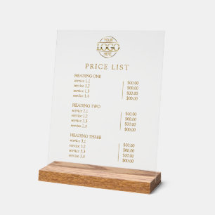 Moderne Elegante Logo Service Menu Prijslijst Acryl Bord