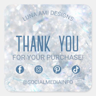 Moderne Elegante Luxe Crystal Diamond Dank u Vierkante Sticker