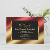 Moderne elegante luxe rode goudglitter Wedding Kaart (Staand voorkant)