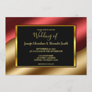 Moderne elegante luxe rode goudglitter Wedding Kaart
