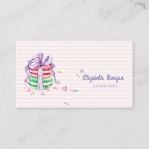 Moderne Elegante Macarons, Snoepjes, Gestreepte Visitekaartje
