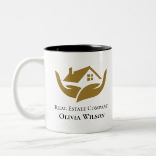 Moderne Elegante Makelaar eenvoudig logo Tweekleurige Koffiemok