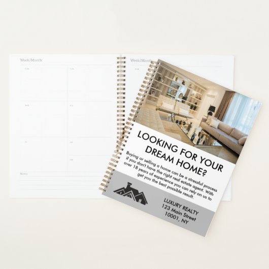 Moderne Elegante makelaar gepersonaliseerd Planner (Display)