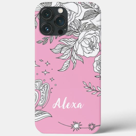 Moderne elegante malse simpele bloemen Case-Mate iPhone case (Achterkant)