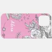 Moderne elegante malse simpele bloemen Case-Mate iPhone case (Achterkant (horizontaal))