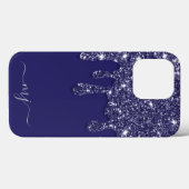 Moderne Elegante Marine Blauwe Glitter Druppelen Case-Mate iPhone Case (Achterkant (horizontaal))