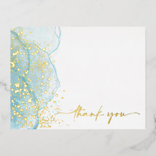 Moderne & Elegante Marmer goud folie dankkaart Uitnodiging Briefkaart