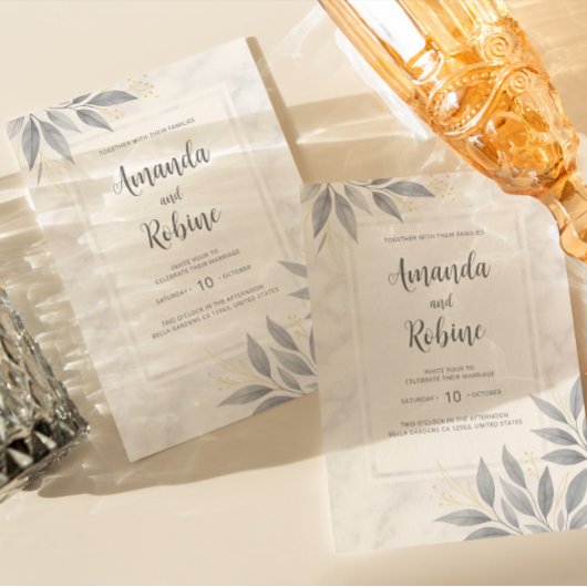 Moderne elegante marmeren bruiloft uitnodiging