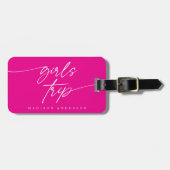 Moderne Elegante Meisjes Trip Script Typografie |  Bagagelabel (Voorkant horizontaal)