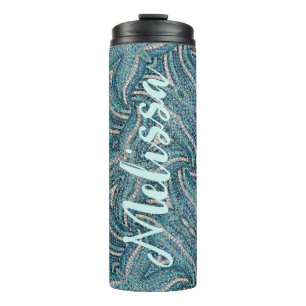 Moderne Elegante Meisjesachtige Turquoise Spiraal  Thermosbeker
