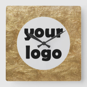 Moderne Elegante Metalen Gouden Logo Vierkante Klok
