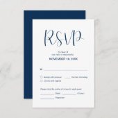 Moderne Elegante Minimaal, RSVP, Gouden Lettertyp Informatiekaartje (Voorkant / Achterkant)