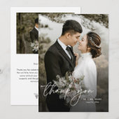 Moderne Elegante Minimal Chic 2 foto's Huwelijk Bedankkaart (Voorkant / Achterkant)
