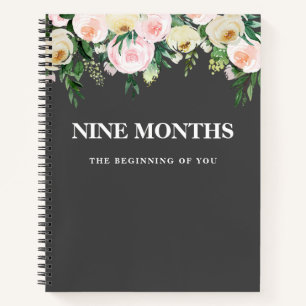Moderne Elegante Minimale Bloemen Zwangerschap Ges Notitieboek